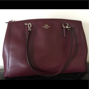 Coach double zippers maroon bag